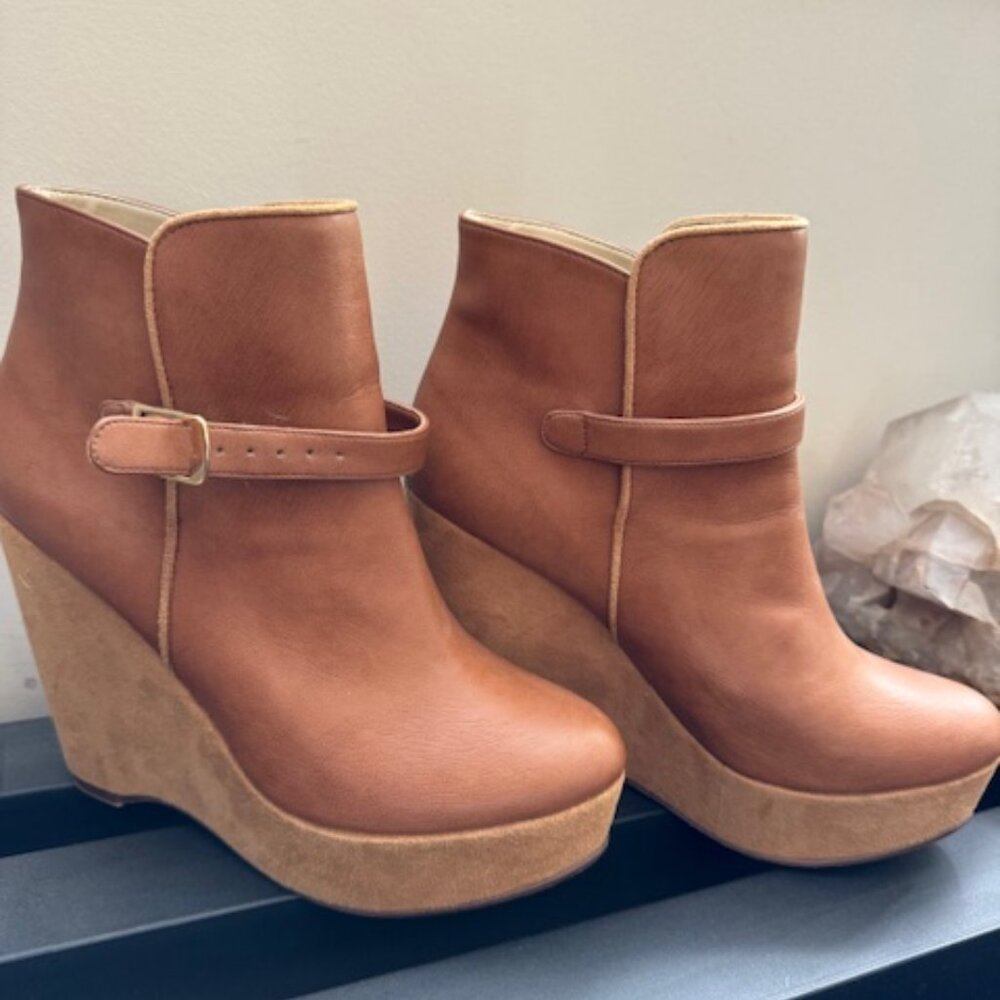 Stella McCartney Tan Wedge Booties